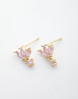 Gypsie Drop Studs in Light Pink/Gold