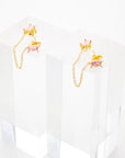 Leah Double Chain Studs in Pink