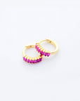 Selena Huggie Hoops in Pink/Gold